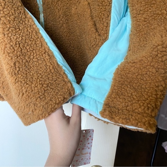 Free People Jacket Rivington Sherpa Oversized Fleece Winter Amber Combo S NWT - Picture 5 of 12